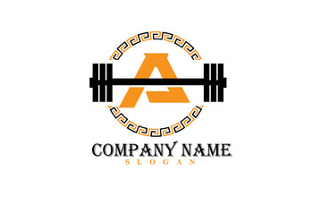 A Logo With barbell, Fitness Gym logo. 
