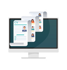 Resume, great design for any purposes. We are hiring concept. Vector illustration flat design. Online interview. Information icon vector.