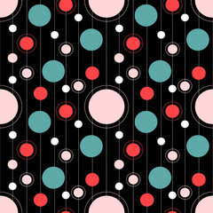 Abstract circle on dark background, vector illustration for textile design