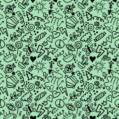 Chalkboard doodle cartoon seamless back to school pattern for kids clothes print and wrapping paper