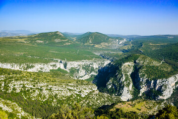 The verdon canyon landscape from the top of the loop road