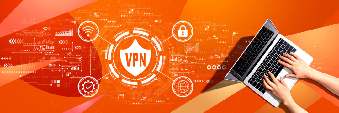 VPN concept with person using a laptop computer