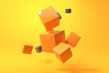 Obraz premium Abstract 3D render illustration of cube shapes