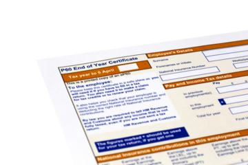 P60 End of year Certificate issued by HMRC in the United Kingdom. With a transparent background