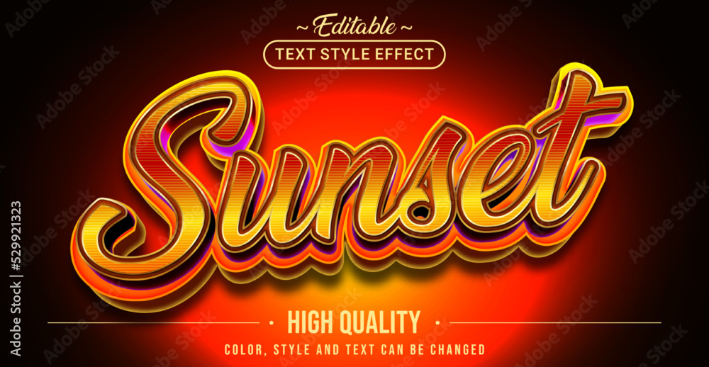 Poster Editable text style effect - Sunset text style theme.