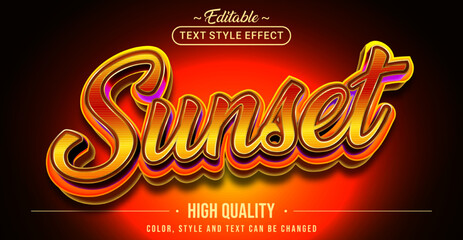 Editable text style effect - Sunset text style theme.
