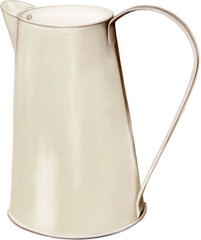 Cream jug, flower vase, metal pitcher with handle. Hand drawn realistic art style. Isolated background png.