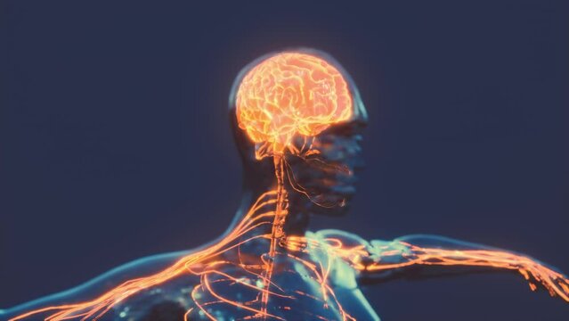 Spinal cord nerve energy impulses into brain