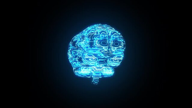 3D render of human brain with dynamic glow colourful surface