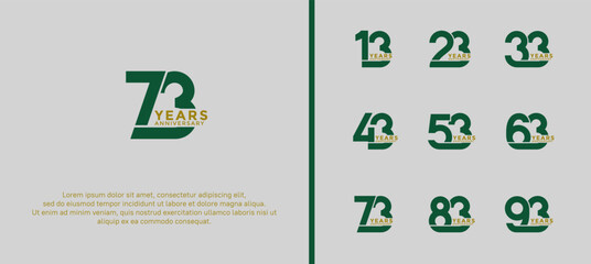 set of anniversary logotype green color on white background for celebration moment
