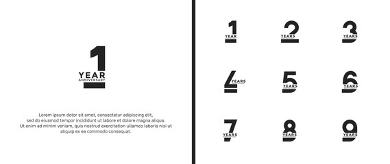 set of anniversary logotype black color on white background for celebration moment