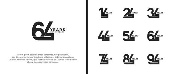 set of anniversary logotype black color on white background for celebration moment