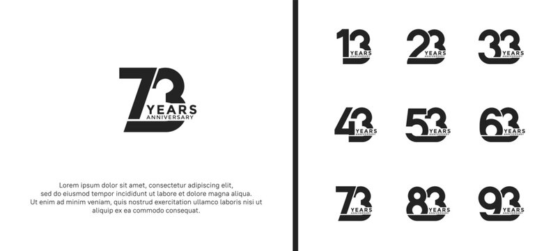 set of anniversary logotype black color on white background for celebration moment