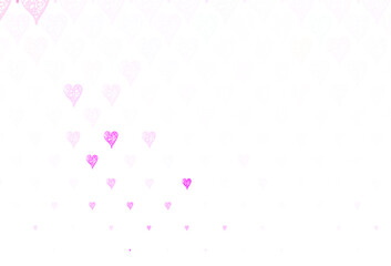 Light Purple, Pink vector background with hearts.