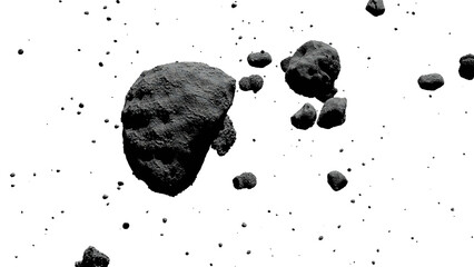 a swarm of asteroids, isolated © dottedyeti