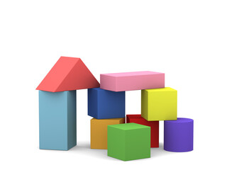 Colorful building blocks, 3D illustration