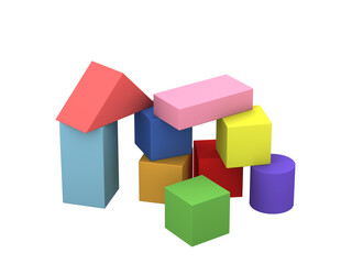 Fototapeta na wymiar Colorful building blocks, 3D illustration