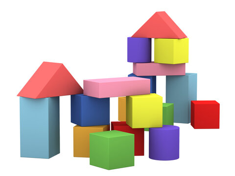 Colorful building blocks, 3D illustration