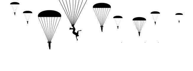 Having a bad day? I hope it isn’t as bad a day as this guy in this 3-D illustration is having. He gotten his foot tangled in his parachute and is decending upside down.