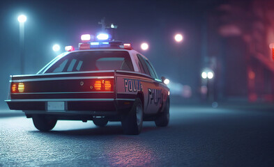 Patrolling police car. 3d illustration.