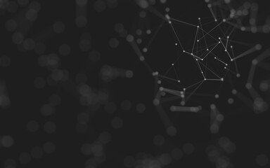 Abstract background. Molecules technology with polygonal shapes, connecting dots and lines. Connection structure. Big data visualization.