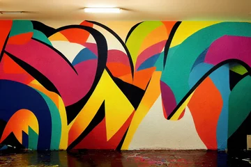 Fotobehang Graffiti on a wall. Colorful street art.  © ErenMotion