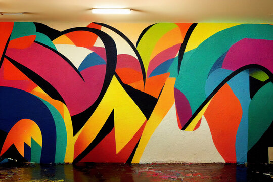Graffiti on a wall. Colorful street art. 