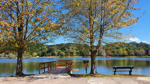 Beautiful landscape of Lake S&atilde;o Bernardo - popular tourist destination in S&atilde;o Francisco de Paula, Rio Grande do Sul, Brazil.