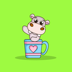 cute hippo on cup