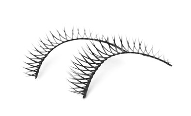 Fake eyelashes on white background. Makeup product