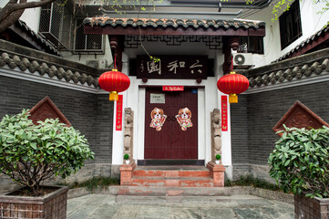 Kuanzhai Lane, Chengdu, Sichuan, China, a famous historical and cultural street, an ancient Qing architecture, a famous tourist destination.

