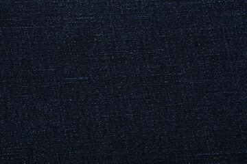 Texture of dark blue jeans as background, closeup