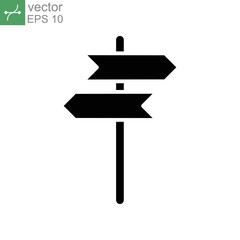 Signpost, guide direction glyph icon. Simple element navigation pointer crossroad, directional arrows symbol, arrow road, crossroad sign. vector illustration. Design on white background. EPS 10