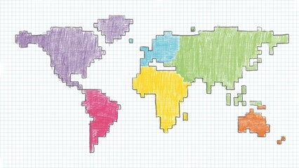 world map pencil drawing
