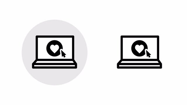 Laptop icon animation. A cursor clicking a like button. Animation with a luma matte.