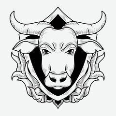 tattoo and t shirt design black and white hand drawn buffalo engraving ornament