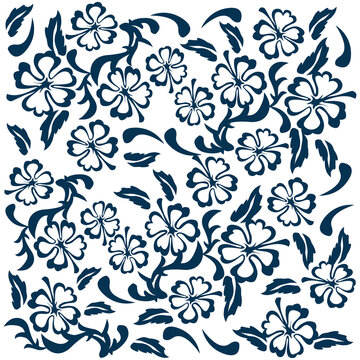 Pattern fabric hawaiian flower in multiply colors in indigo style fashion design