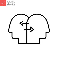 Business Concepts Interpersonal relationship line icon. Social capital, empathy, Two people interacting, associating each other. Editable stroke Vector illustration Design on white background EPS 10