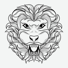 tattoo and t shirt design black and white hand drawn lion head engraving ornament