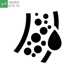 Blood vessel glyph icon. Bloods Capillary tube, Human circulatory system flow in vein. Simple pictogram for science, Body anatomy Symbol. Vector illustration. Design on white background. EPS 10