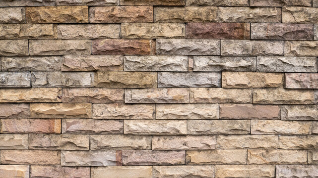 Close-up of horizontal modern brick wall for pattern and background.