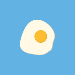 Fried egg illustration for breakfast or lunch with colored doodle style on blue background