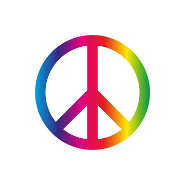 Vector Illustration of hippie peace symbol with multicolored gradient isolated white background