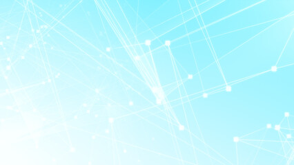 Abstract blue white polygon tech network with connect technology background. Abstract dots and lines texture background. 3d rendering.