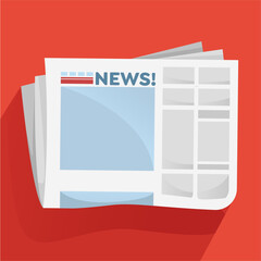 News Paper with Background Red, Vector Illustration
