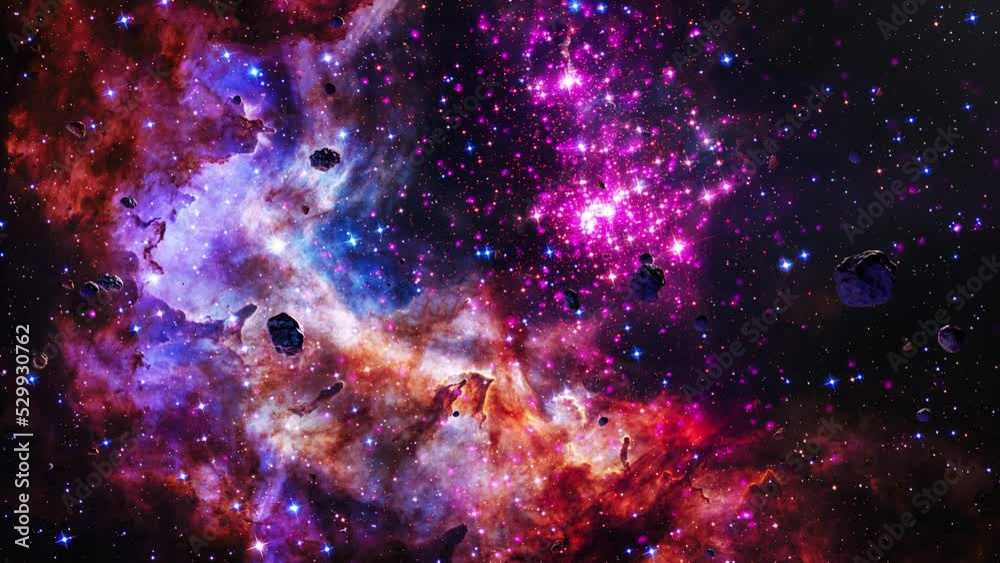 Sticker galaxy space flight exploration space rock scence through outer space at westerlund. 4k looping anim