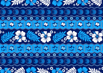 flower hawaii seamless pattern, fashion tribal textile art, hand-draw background vibrant colors, fashion artwork for Fabric print, clothes © kirkchai
