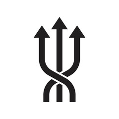 Three way direction arrow icon. way direction arrow sign. three arrow, way sign, road direction vector. vector illustration.