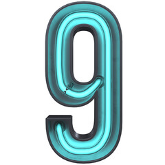 9 Number Neon 3D