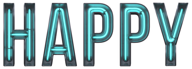 Happy Neon 3D text